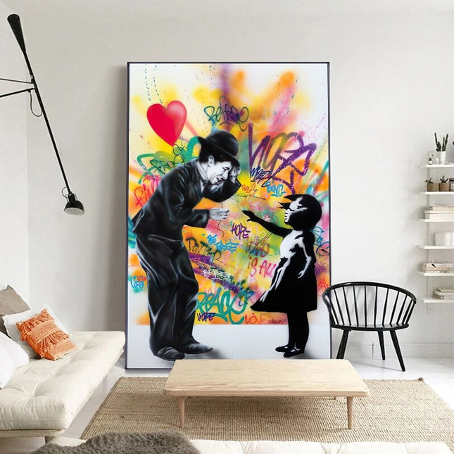 ChandelierDecor - Banksy Street Art Love Heart Girl Canvas Wall Art