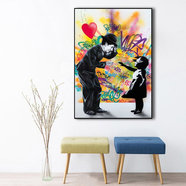 ChandelierDecor - Banksy Street Art Love Heart Girl Canvas Wall Art