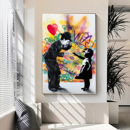 ChandelierDecor - Banksy Street Art Love Heart Girl Canvas Wall Art