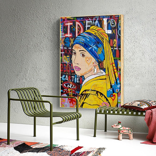 ChandelierDecor - Banksy The Milkmaid Graffiti Canvas Wall Art