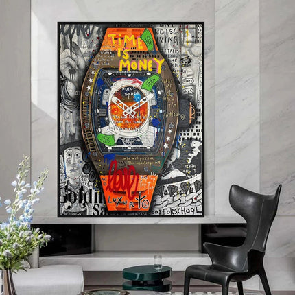 ChandelierDecor - Banksy Time is Money Canvas Wall Art