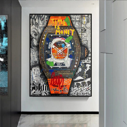 ChandelierDecor - Banksy Time is Money Canvas Wall Art