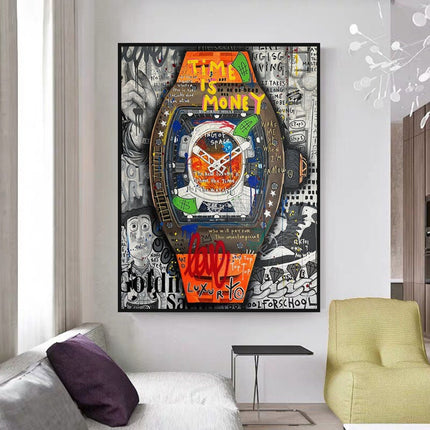 ChandelierDecor - Banksy Time is Money Canvas Wall Art
