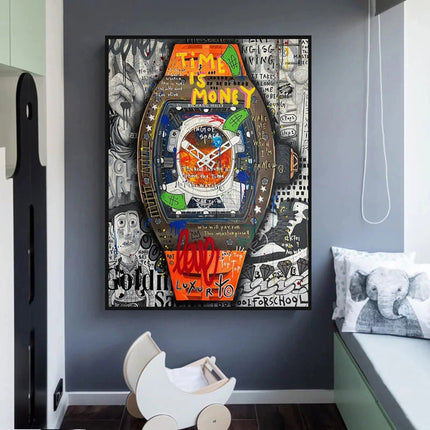 ChandelierDecor - Banksy Time is Money Canvas Wall Art