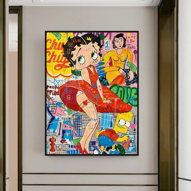 ChandelierDecor - Betty Boop Graffiti Canvas Wall Art: Vibrant & Unique Décor