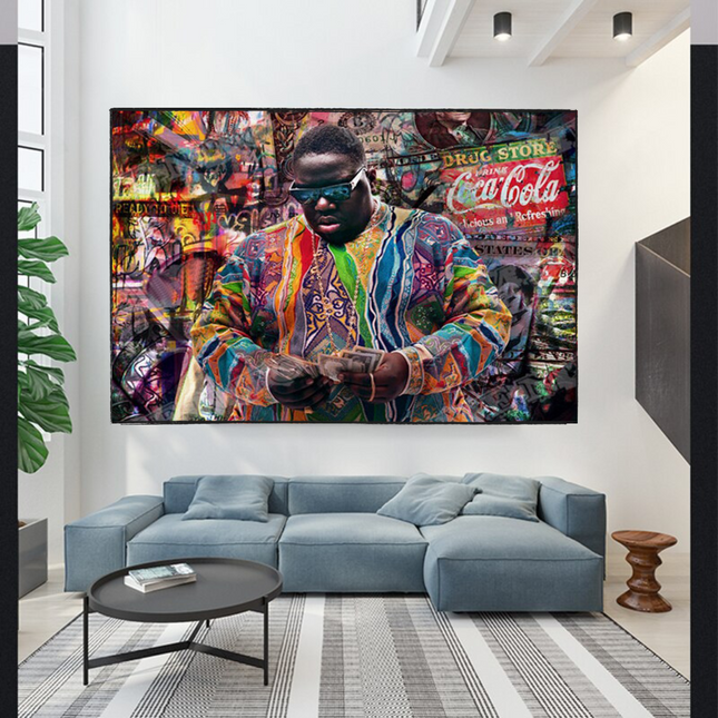 ChandelierDecor - Biggie Smalls Graffiti Rapper The Notorious B.I.G. Canvas Wall Art - Wall Art Decor - Famous Wall Art