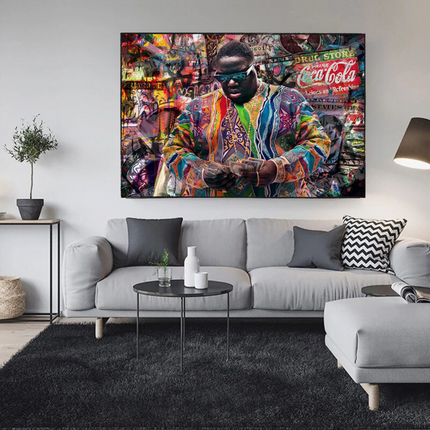 ChandelierDecor - Biggie Smalls Graffiti Rapper The Notorious B.I.G. Canvas Wall Art - Wall Art Decor - Famous Wall Art