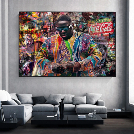 ChandelierDecor - Biggie Smalls Graffiti Rapper The Notorious B.I.G. Canvas Wall Art - Wall Art Decor - Famous Wall Art