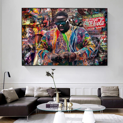 ChandelierDecor - Biggie Smalls Graffiti Rapper The Notorious B.I.G. Canvas Wall Art - Wall Art Decor - Famous Wall Art