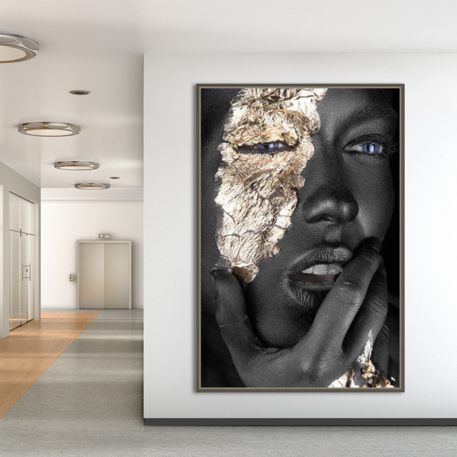 ChandelierDecor - Black Gold Mask Woman Wall Art