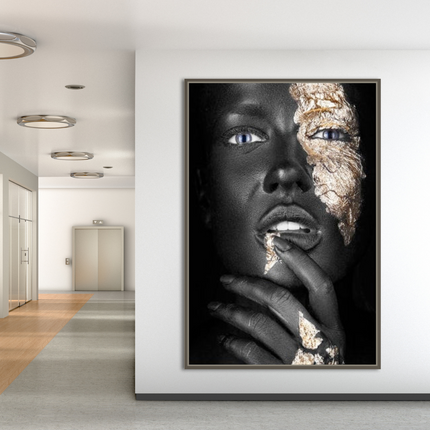 ChandelierDecor - Black Gold Mask Woman Wall Art