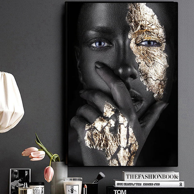 ChandelierDecor - Black Gold Mask Woman Wall Art