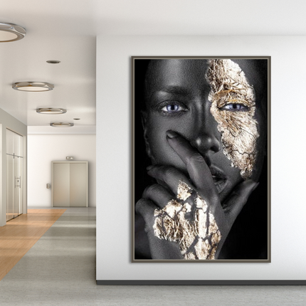 ChandelierDecor - Black Gold Mask Woman Wall Art