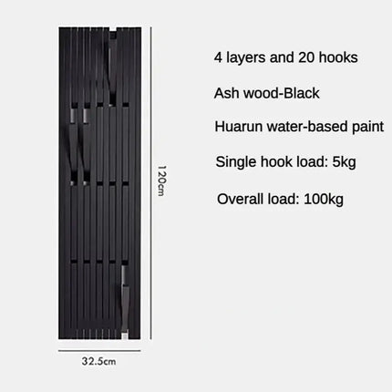 ChandelierDecor - Black Oak Wood Piano Wall Hanging Coats Organiser