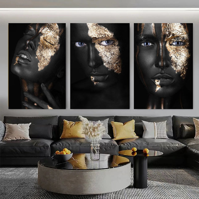 ChandelierDecor - Black Woman Wall Art, Modern African Woman Canvas Art
