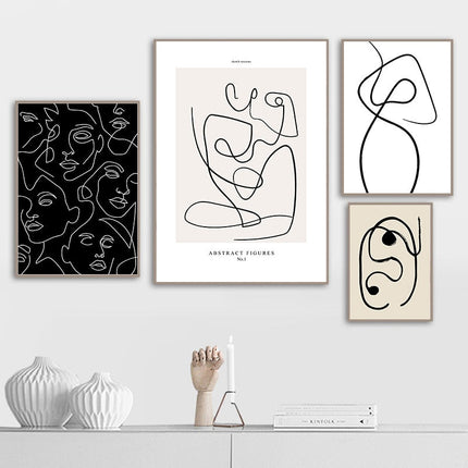 ChandelierDecor - Black and White Abstract Line Canvas Wall Art - Minimalist Nordic Print