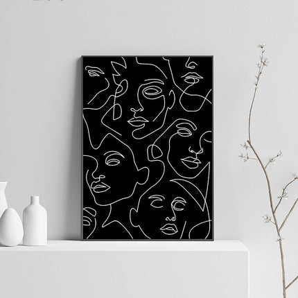 ChandelierDecor - Black and White Abstract Line Canvas Wall Art - Minimalist Nordic Print