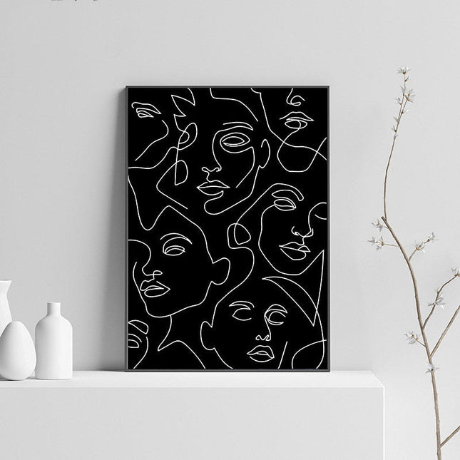 ChandelierDecor - Black and White Abstract Line Canvas Wall Art - Minimalist Nordic Print