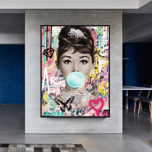ChandelierDecor - Blowing Bubbles: Audrey Hepburn Canvas Wall Art