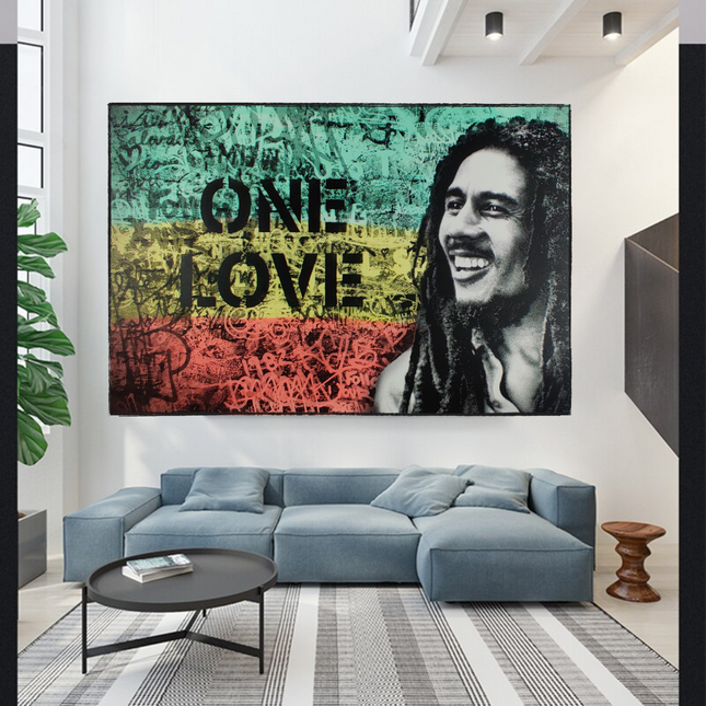 ChandelierDecor - Bob Marley Singer Canvas Art: Expressive One Love