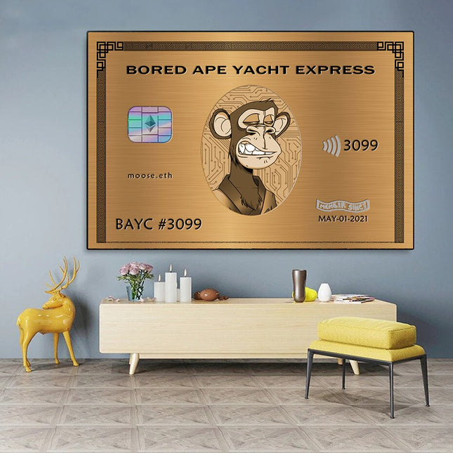 ChandelierDecor - Bored Ape American Express Yacht Club Gold Wall Art Poster