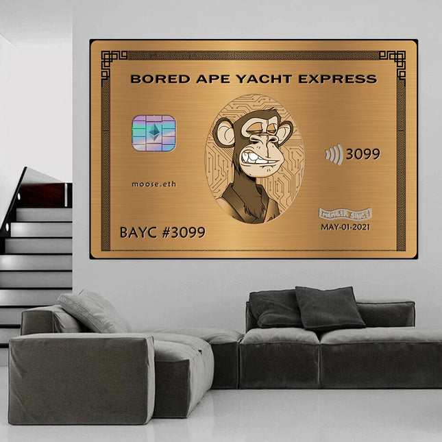 ChandelierDecor - Bored Ape American Express Yacht Club Gold Wall Art Poster