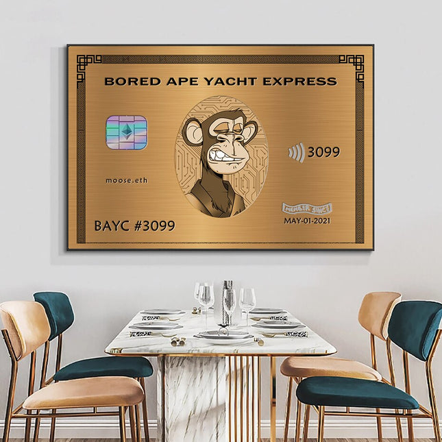 ChandelierDecor - Bored Ape American Express Yacht Club Gold Wall Art Poster