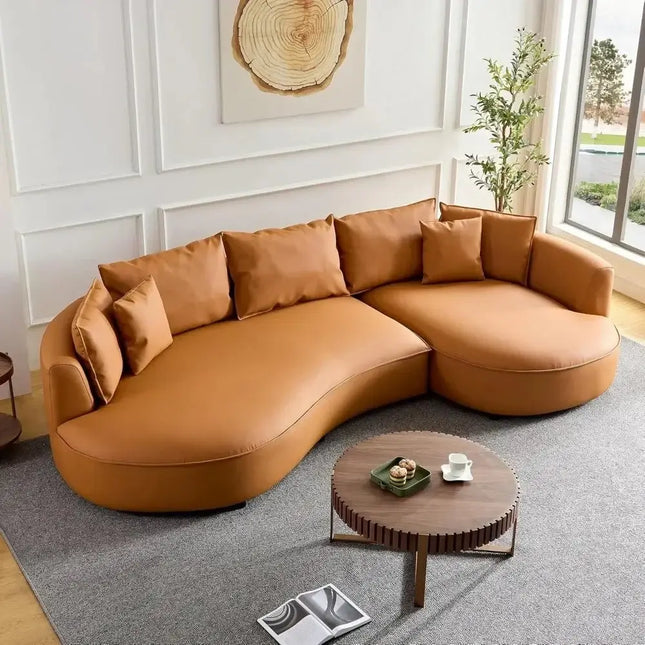 Curved Sectional Boucle Sofa Couch-Sofa Set