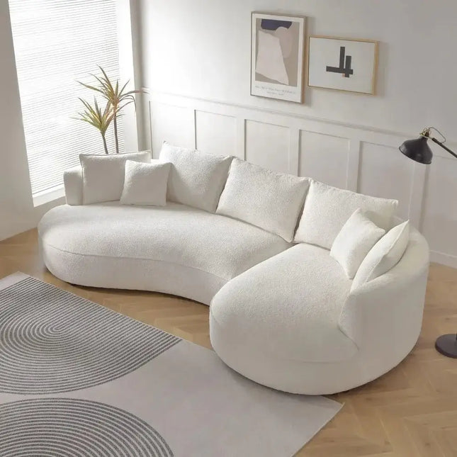 Curved Sectional Boucle Sofa Couch-Sofa Set