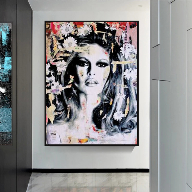 ChandelierDecor - Brigitte Bardot Floral Beauty Queen Canvas Wall Art