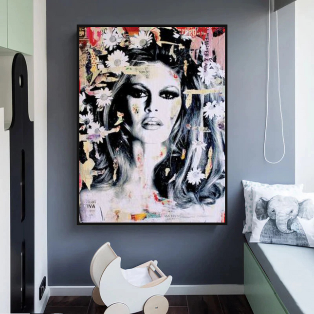 ChandelierDecor - Brigitte Bardot Floral Beauty Queen Canvas Wall Art