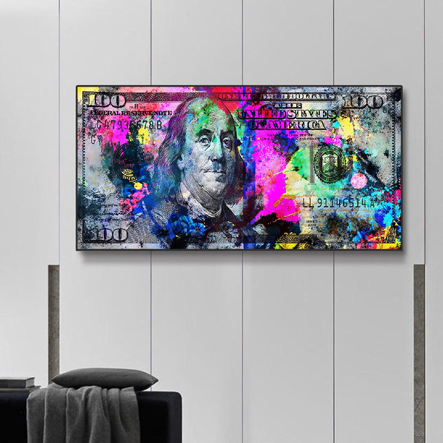 ChandelierDecor - Burning 100 Dollar Bill Colour Canvas Wall Art