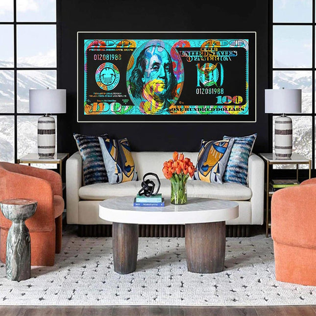 ChandelierDecor - Burning 100 Dollar Bill Shade Canvas Wall Art