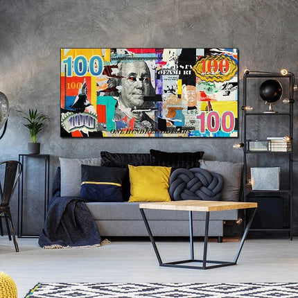 ChandelierDecor - Burning 100 Dollar Bill Torn Canvas Wall Art