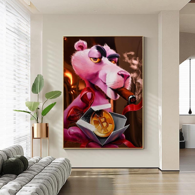 ChandelierDecor - Captivating Pink Panther - Nostalgic Cartoon Canvas