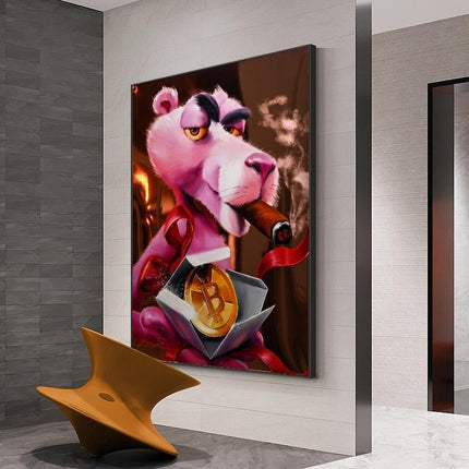 ChandelierDecor - Captivating Pink Panther - Nostalgic Cartoon Canvas