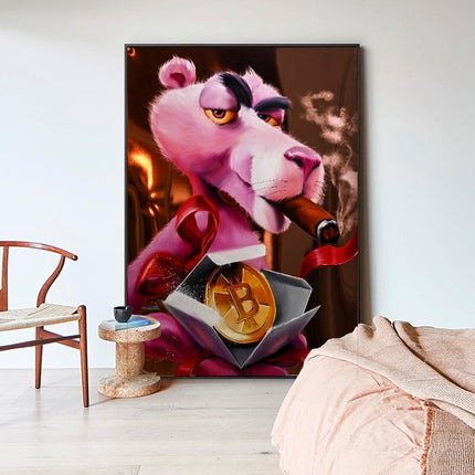 ChandelierDecor - Captivating Pink Panther - Nostalgic Cartoon Canvas