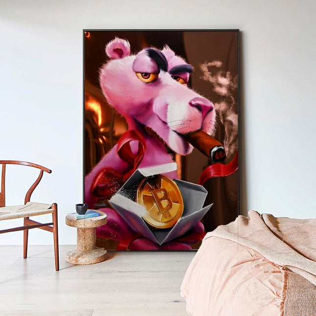 ChandelierDecor - Captivating Pink Panther - Nostalgic Cartoon Canvas