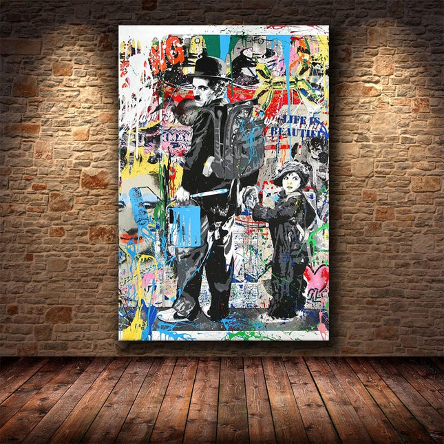 ChandelierDecor - Charlie Chaplin Wall Art Canvas Painting Poster