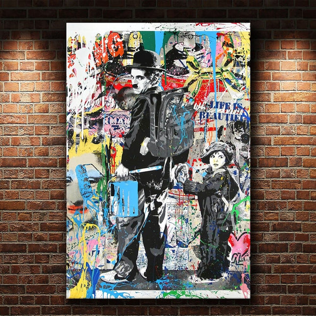 ChandelierDecor - Charlie Chaplin Wall Art Canvas Painting Poster