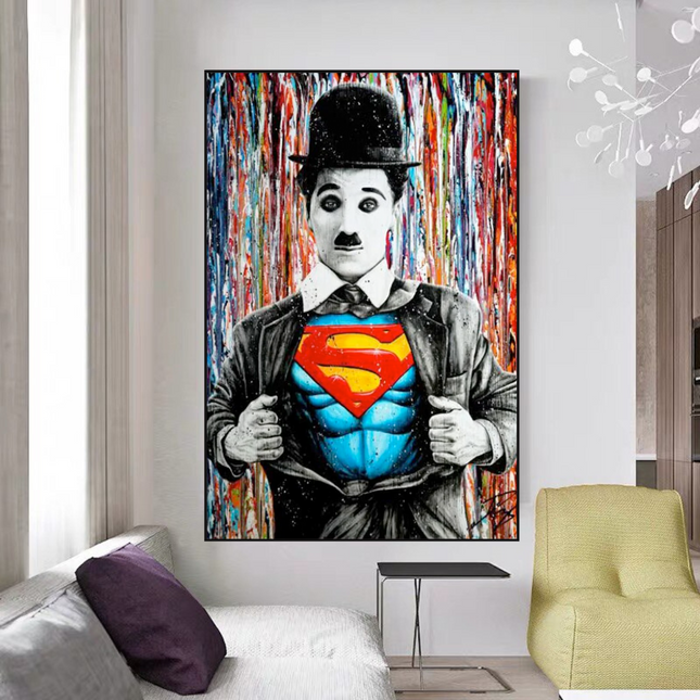 ChandelierDecor - Charlie as Super Man Canvas Wall Art