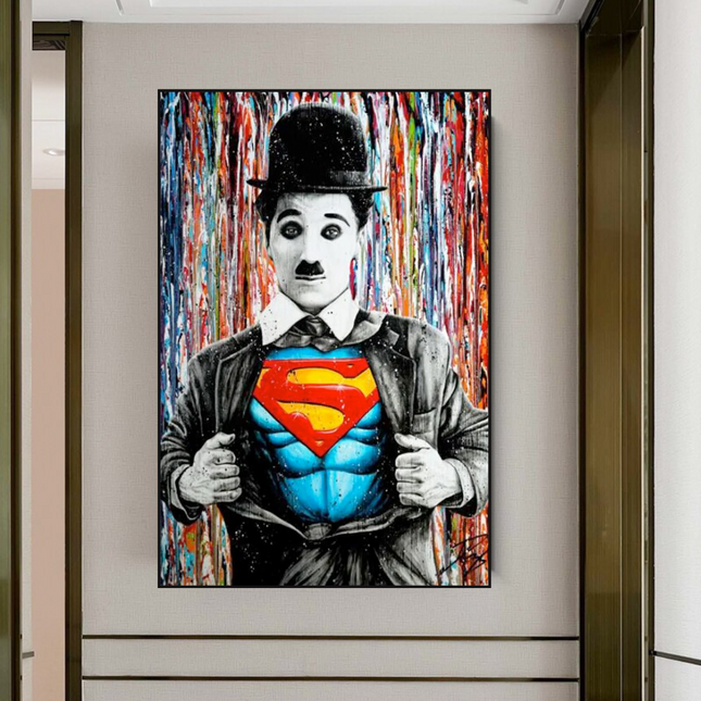 ChandelierDecor - Charlie as Super Man Canvas Wall Art