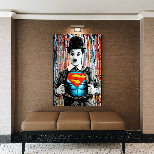 ChandelierDecor - Charlie as Super Man Canvas Wall Art