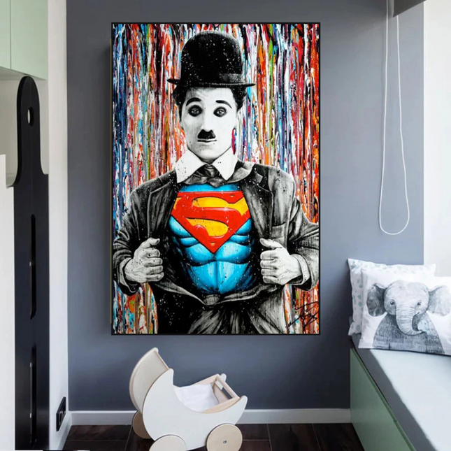 ChandelierDecor - Charlie as Super Man Canvas Wall Art
