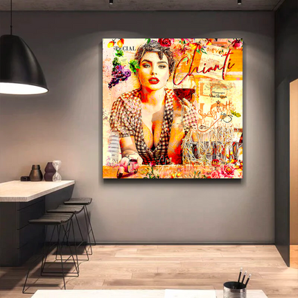 ChandelierDecor - Chianti Dievole Girl With Wine Canvas Wall Art