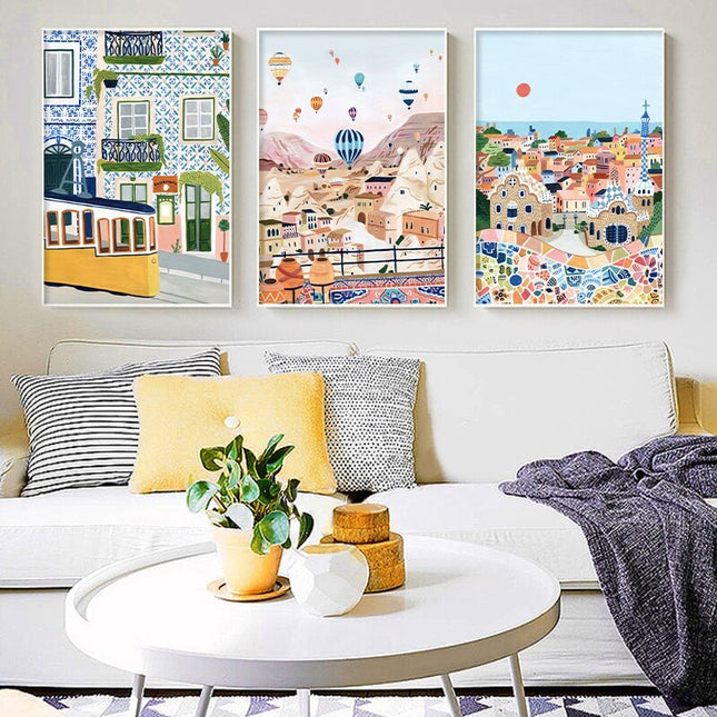 ChandelierDecor - Cityscape Canvas Wall Art - Turkey UK Paris Italy Portugal USA and Sydney Landscapes