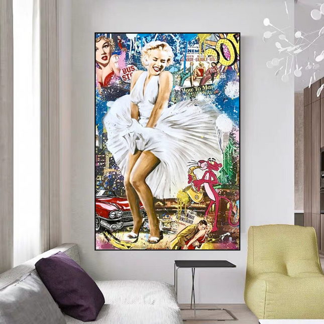 ChandelierDecor - Classic Graffiti: Marilyn and Pink Panther Wall Art