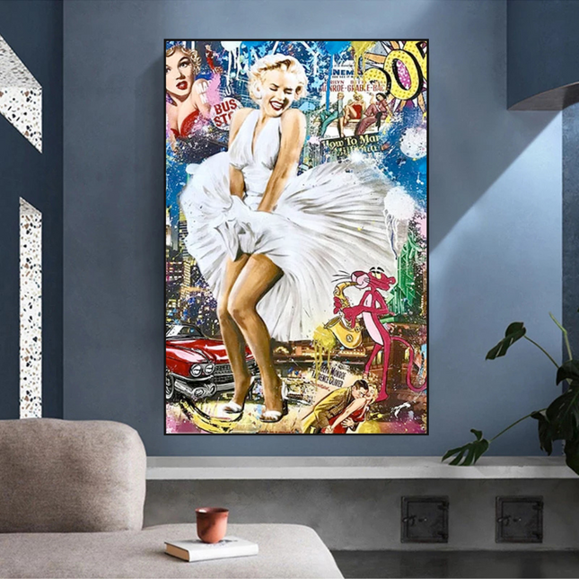 ChandelierDecor - Classic Graffiti: Marilyn and Pink Panther Wall Art