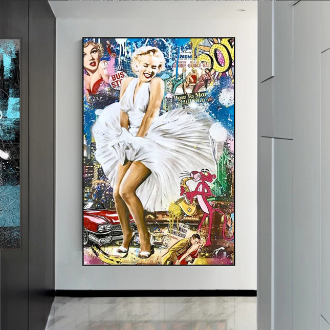 ChandelierDecor - Classic Graffiti: Marilyn and Pink Panther Wall Art
