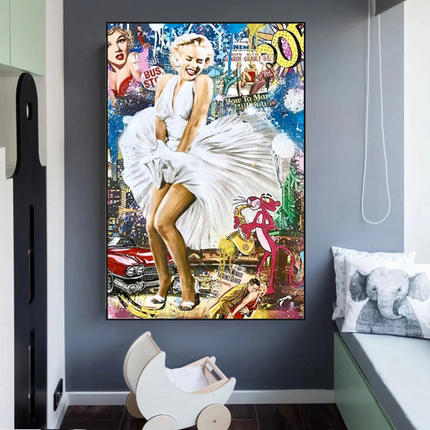 ChandelierDecor - Classic Graffiti: Marilyn and Pink Panther Wall Art